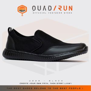 Sepatu Pria Kasual Sporty Jumbo Big Size 39-47 Breathable Mesh Hitam Navy Grey Uza QUADRUN
