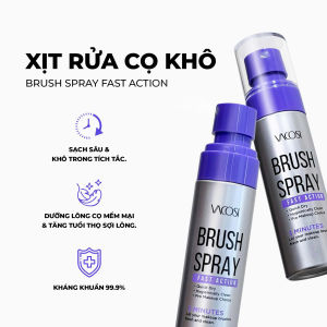 XỊT RỬA CỌ KHÔ VACOSI FAST ACTION 60ML DUNG DỊCH BAY HƠI NHANH PHÙ HỢP CHO MAKEUP ARTIST DƯỠNG LÔNG CỌ RC05
