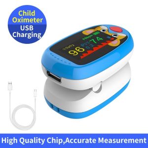 Pulse Oximeter for Kids  Rechargeable Children Oxygen and Heart Monitor Fingertip Blood Oxygen Meter Lanyard Portable Digital Oxygen Saturation Monitor