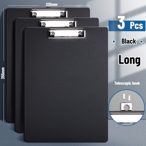 Clip Board Long File Folder Organizer Writing Pad Black Clipboard 3Pcs/Set 36x24cm/9.25x13.98inch