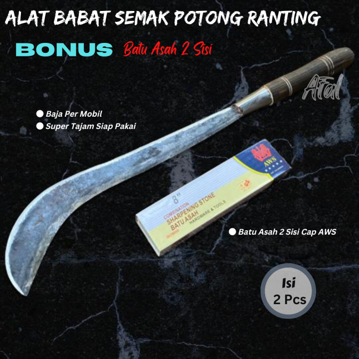 Arit Bendo Bentuk Calok Madura Cap Boyo GRATIS Batu AWS - Arit Alat Babat Semak Bahan Baja Pepeh Sepuh Pande Jawa