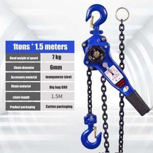 1T Hand-operated hoist hand-cranked chain-type manual hoist crane hand lever wire tensioner tensioning device