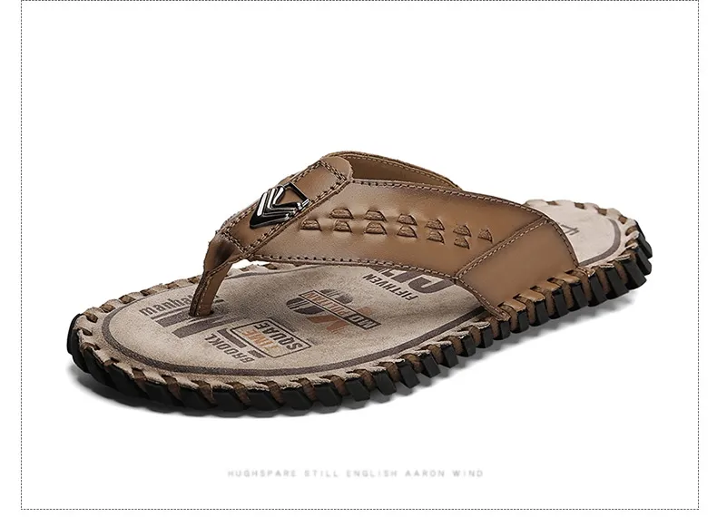 DEKABR Luxury Men Slippers Genuine Leather Fashion Designer Casual Flip  flop Outdoor Indoor Home Men Shoes