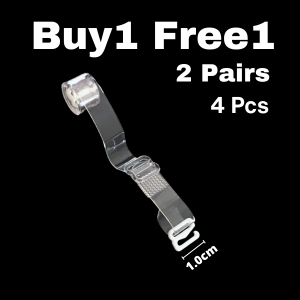 BUY1FREE1=2PAIR Tali Bra Strap Gantian Wanita Clear Transparent Invisible Detachable Adjustable Cangkuk Besi隐形透明可调节金属肩带