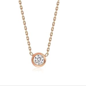 Kalung Titanium Warna Gold Rantai Kecil Dengan Liontin Bulat Polos CXA123