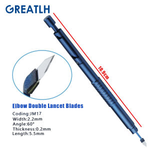 Autoclavable Sapphire Elbow Double Lancet Handle Ophthalmic Sapphire Keratome Blade Titanium Ophthalmic Instrument 1set