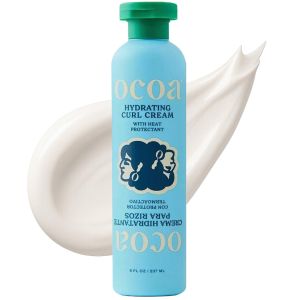 OCOA Beauty Hydrating Curl Cream for Curly & Wavy Hair 8oz    Hibiscus Mango Butter & Marula Oil Controls Frizz Adds Shine Protects from Heat