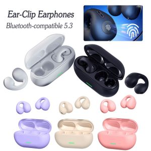 🎧【Readystock】 + FREE Shipping 🎧 BT12 Bone Conduction Earphone Ear-Clip Bluetooth-compatible 5.3 Headphones 300h Standby Time Wireless Stereo with Mic for Running