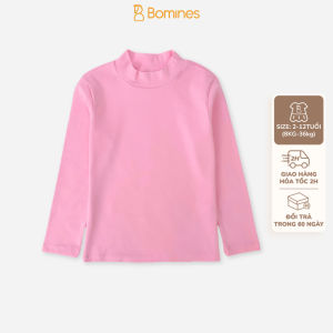 Áo tay dài bé trai bé gái Bomines áo cổ lọ rib cotton dáng body áo giữ nhiệt cho bé 12-36kg ATD3F