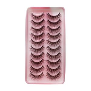 LUMIQLO 10 Pairs 3D Manga Lashes Full Strip Fluffy False Eyelashes Natural Short Cosplay Lashes for Women