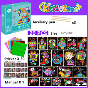 KiddoZone 20 Miếng Dán Chuyển Hình Ma Thuật Tự Làm Vui Nhộn Nhiều Màu Cho Trẻ Em Nghệ Thuật Vẽ Tranh Và Thủ Công Cho Trẻ Em Giáo Dục Nuôi Dưỡng Trí Tưởng Tượng