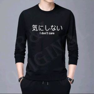 Bisa COD Sweater Keren Crewneck Elegan Kaos Pria Trendy Sweatshirt Kasual Sweter Baju I dont Care