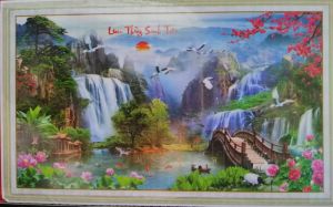 Tranh đính đá phong cảnh Lưu thủy sinh tài (về tự đính) DF644