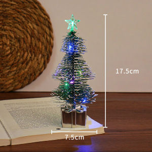Allieuka Mini LED Christmas Tree Night Light Colorful Twinkle Star Topper Battery Powered 17.5cm Desk Decor