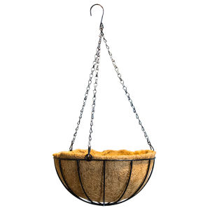 Metal Hanging Pot Flower Pots Hanging Baskets with Coconut Coir Liner Black Chain Garden Decorations