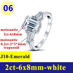 2CT Emerald Moissanite Diamond D Color Womens Ring S925 Silver 18K White Gold Royal Blue Rings Fine Jewelry for Women
