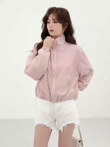 จัดส่งจากประเทศจีน [BIN] ชุดป้องกันแสงแดดสไตล์เกาหลีสำหรับผู้หญิง เสื้อคอตั้งใหม่สำหรับฤดูร้อน ชายเสื้อแบบรูด เสื้อสั้นระบายอากาศกลางแจ้งกันยุง