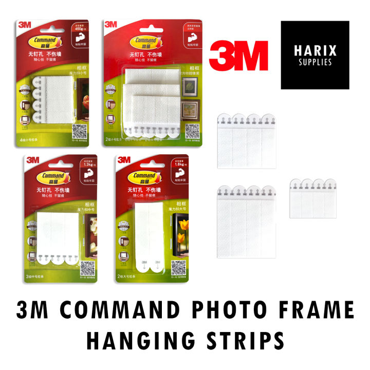 3M Command White Photo Frame Hanging Strips Velcro Adhesive Picture ...