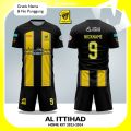 Baju Jersey Stelan Al Ittihad Home Hitam Kuning 2023/2024 Terbaru Supporter. 