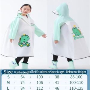 OUTDOORMORE NEW Cartoon Raincoat For Kids Boys and girls Pupils with bags Full body rainproof poncho