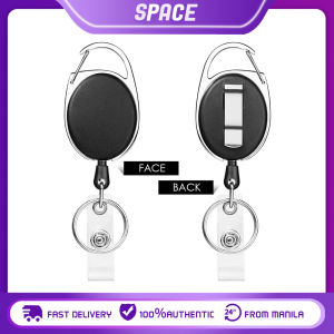 Retractable Badge Holder Clip Lanyard with Carabiner Reel Clip and Key Ring Heavy Duty Black and White Telescopic Anti-Theft Key Chain for ID Card Office School Work Supplies Name Card Tag Holder
