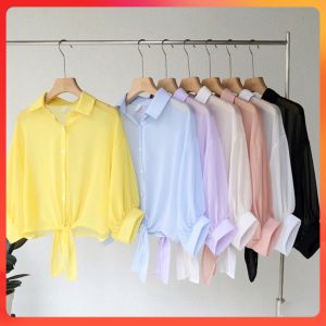 🔥[C158] Khoác sơ mi QC KIỂU BUỘC DÂY EO tay lửng hàng Quảng Châu cực HOT chống nắng - kholenqc