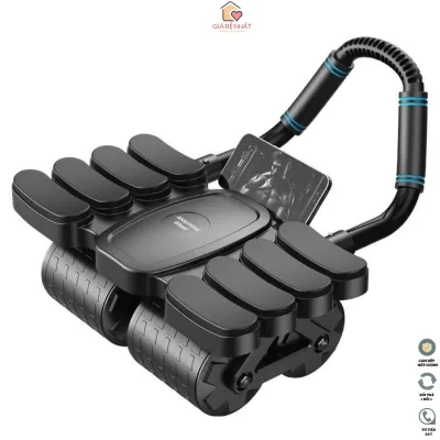 Con lăn tập cơ bụng 4 bánh trợ lực đến 350Kg có trợ lực Thế Hệ Mới 4 đệm tay dụng cụ Plank tại nhà Tặng Thảm Quỳ Gối 40x20cm
