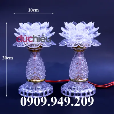 Bộ 2 đèn thờ cúng hoa sen trái thơm đổi nhiều màu loại cao LT – Đức Hiếu Shop