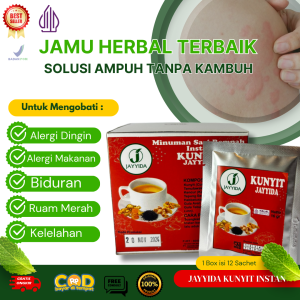 Obat Alergi Paling Ampuh Untuk Atasi Alergi Kulit Dingin Makanan Bintik Merah Bentol Ruam Merah Biduran Kaligata - Jayyida Kunyit 12 Sachet