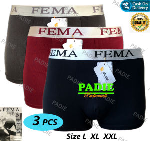 PADIe - 3 PCS Celana Dalam/CD Pria Boxer FEMA 7728 Size L XL XXL/sempak/underwear Laki-laki