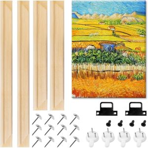 Canvas Stretcher Bars Set Wood Frame Canvas DIY Solid Wooden Stretcher Bars for Oil Paintings Poster Prints Canvas Tools Arts Accessory Materials Home Studio Decor 12x16" (30.5x40.6cm)