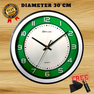 Jam Dinding Besar Murah Polos Minimalis Putih Hitam Merah Biru Diameter 30cm Ontime 565