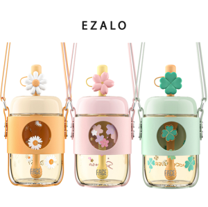 FACE PPSU Summer Flower Season Water Cup Bottle With Stirring Straw (500ml)