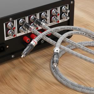 Preffair 99.99% Pure Silver RCA Cable HiFi Audio Interconnect Solid PSS Pure Silver Core Wire Silver-Plated Plug Connector