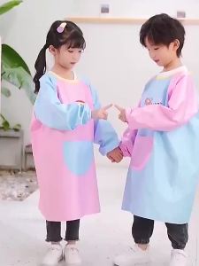 Kids Art Smock Waterproof Apron for Painting Spring Summer Short Sleeve Childrens Bib Apron for Toddlers Cooking Baking Art Supplies