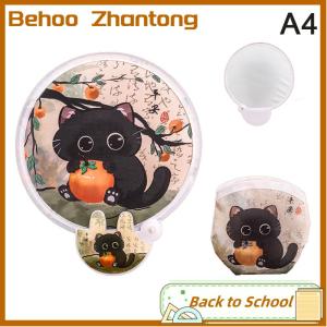 Behoo Portable Cartoon Folding Fan Kawaii Creative Foldable Fan Cool Summer Hand Fan Flying Disk Pocket Cloth Fan Gifts For Kids
