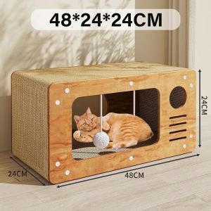 Double Layer Cat Bed Wooden Cat Scratch Board Cat Lounge Chair Cat Nest Integrated Grind Removable