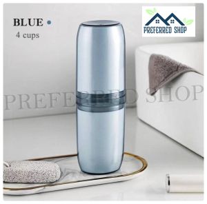 PREFERRED SHOP Travel Toothbrush Case with 4 Cups - 4 in 1 Toothbrush Holder Set Toothbrush Containers - Travel Toothpaste Storage for CampingBusiness Trip and SchoolBrown