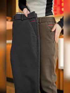 Slack Pants Men Adjustable Waist Anti-Wrinkle Fabric Gray High Waist Straight Pants [B288]