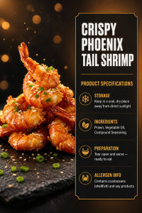 Phoenix Tail Shrimp Crispy Snack/Ready To Eat Seafood/Party Appetizer/For Snack Lovers/Delicious Crunchy Shrimp/Frozen Finger Food