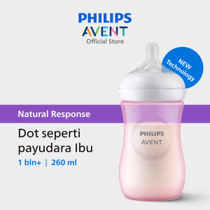 Philips Avent | Botol Susu Bayi | Natural Response | Dot Seperti Payudara Ibu | 260 ml | Pink | Single | SCY903/11