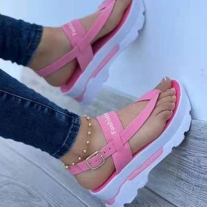 [Free Shipping] 2025 Summer Fashion Large Size Clip-Toe Buckle Strap Wedge Sandals For Women Non-Slip Soft Sole Roman Style For Outdoor Wear