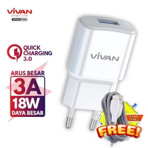 VIVAN POWER OVAL 3A Charger Batok Casan 18W Quick Charge 3.0 Original