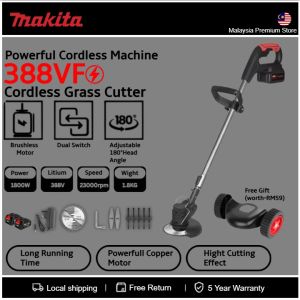 Makita 2025 388V Mesin Rumput Bateri Cordless Grass Cutter Electric Lawn Mower Grass Trimmer Mesin Potong Rumput