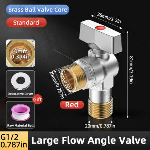 Brass Ball Valve G3/4 Bathroom Faucet Angle Valve Large Displacement Ball Valve Toilet Seat Toilet Corner Valve Universal Quick Installation