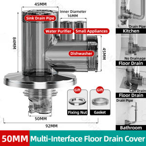 ห้องน้ำเครื่องซักผ้าท่อระบายน้ำเชื่อมต่ออ่างล้างจานน้ำกรองฝาครอบชั้นเพื่อป้องกันการล้น