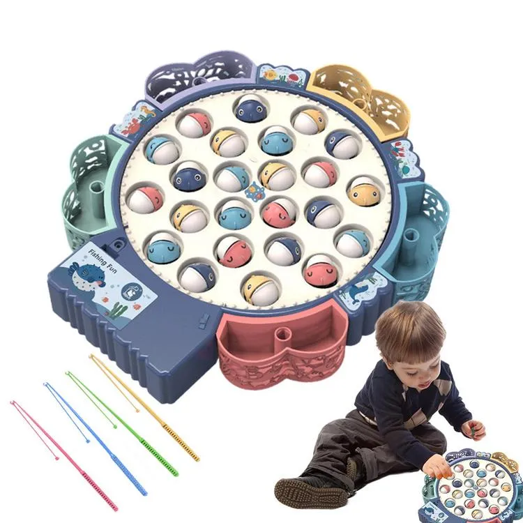 Magnetic Fishing Game For Kids Family Children Backyard Colorful Toy Games  with 4 Fishing Rods Educational Rotating Magnetic Fishing Toys For Kids  Ages 3 Boys and Girls approving