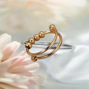 Hmeme ห่วงร้อยลูกปัดสำหรับผู้หญิงห่วงนิ้วแบบปรับได้ทำจากสเตนเลสสตีลหมุนได้อย่างอิสระของขวัญเครื่องประดับป้องกันความเครียด