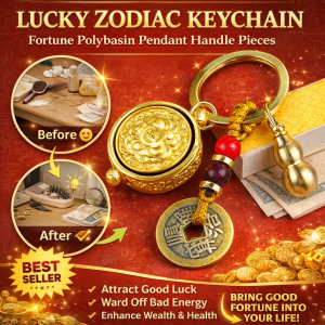 Chinese Zodiac Keychain Rotating Keychain 360 Rotating Design Lucky Charm Cute Animal Keyring Birthday Gift for Women Men 十二生肖聚宝盆 钥匙扣挂件