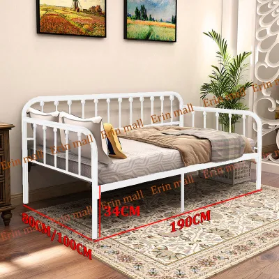 Erin mall Nordic style iron sofa bed simple belt rails lengthened bed childrens bed sitting and lying multifu
